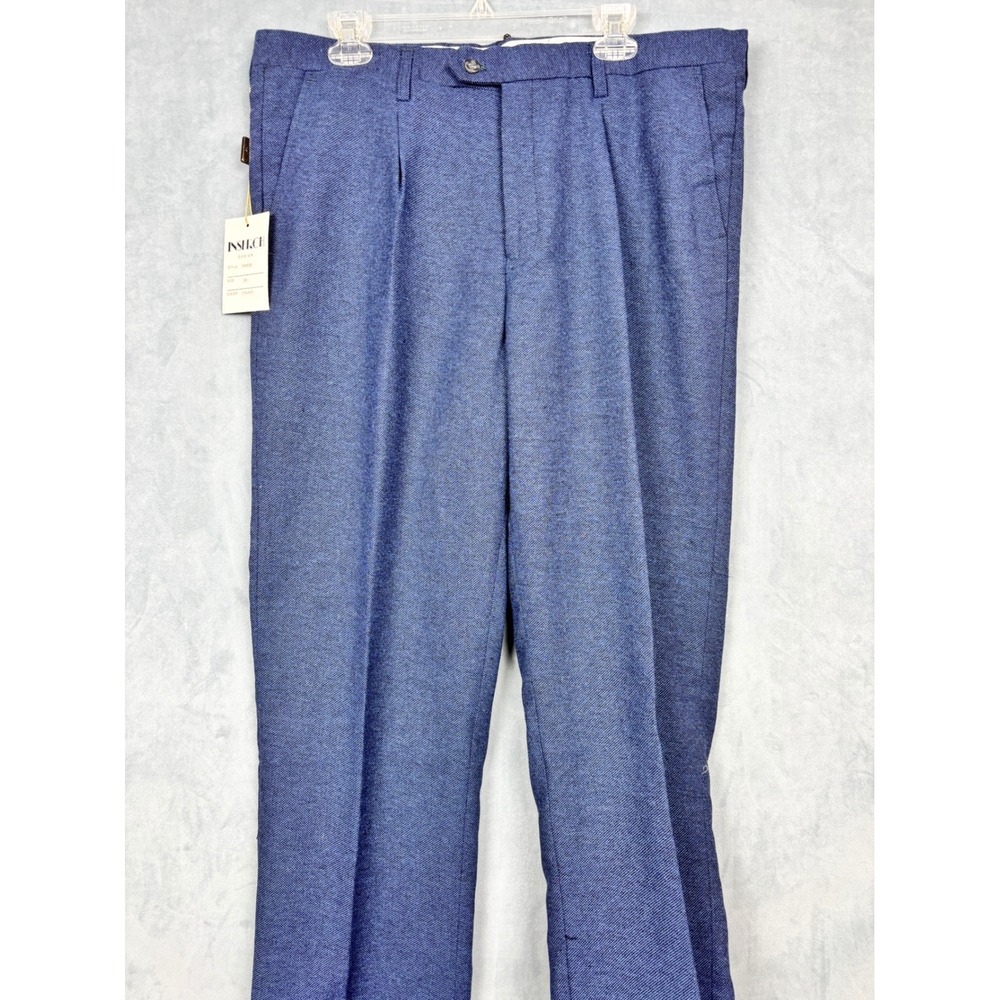 Inserch Navy Blue Pleated Wool Blend Dress Pants Trousers Mens 38 P05536 NWT